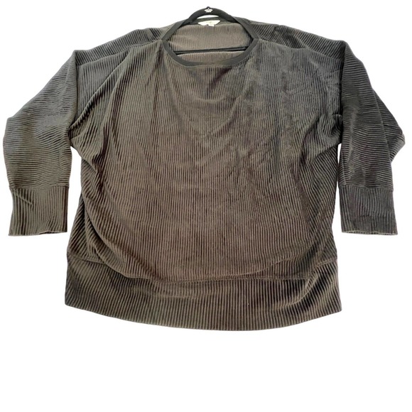 Terra & Sky Top 3X 24W-26W Womens Top Black Ribbed Long Sleeve Crew Neck - Picture 1 of 9